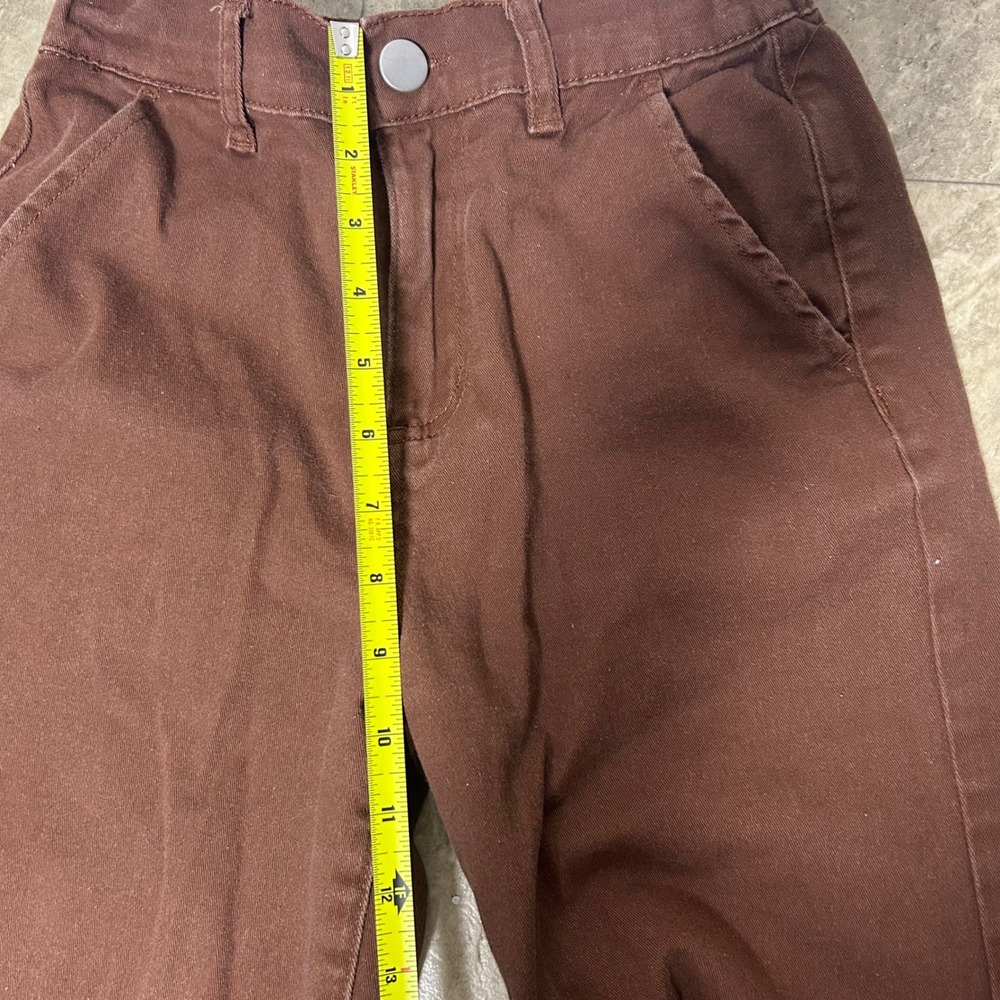 Forever 21 Wide Leg Pants Womens XS Brown High Rise Elastic Waist Skater Utility - Picture 6 of 7